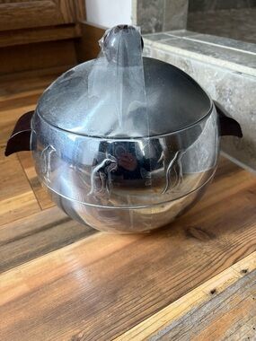 Original Penguin Silver Metal Ice Bucket with Penguin Motif